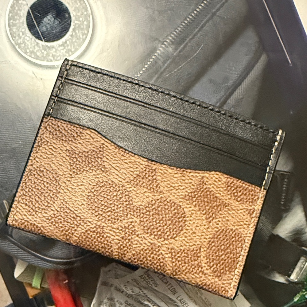 Coach Black and Tan Card Holder